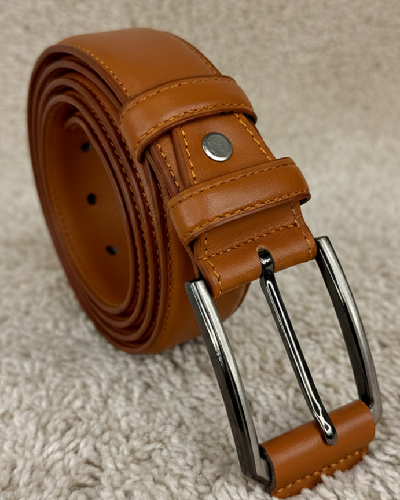 Leather Belt Plain Design- Brown